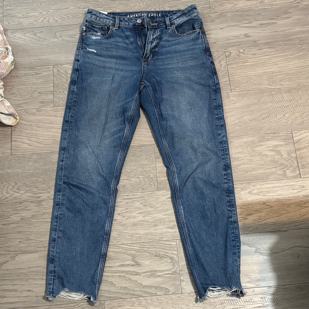 American Eagle Outfitters Women's Dark Blue Straight Leg Jeans